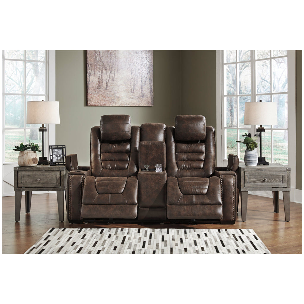 Game Zone Power Reclining Loveseat with Console Ash-3850118