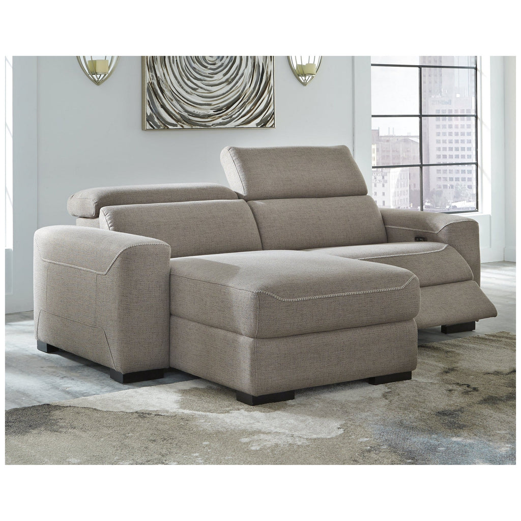Mabton 2-Piece Power Reclining Sectional with Chaise Ash-77005S4
