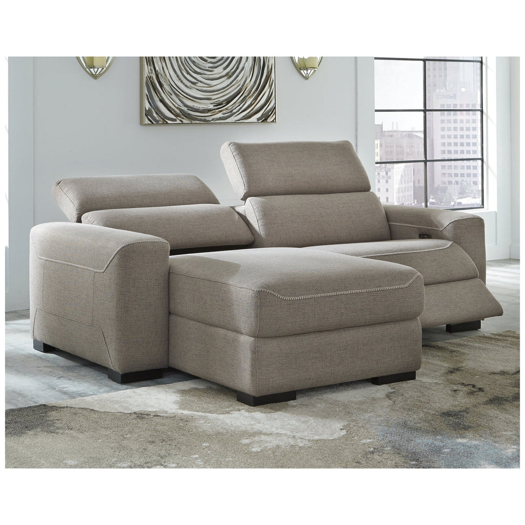 Mabton 2-Piece Power Reclining Sectional with Chaise Ash-77005S4