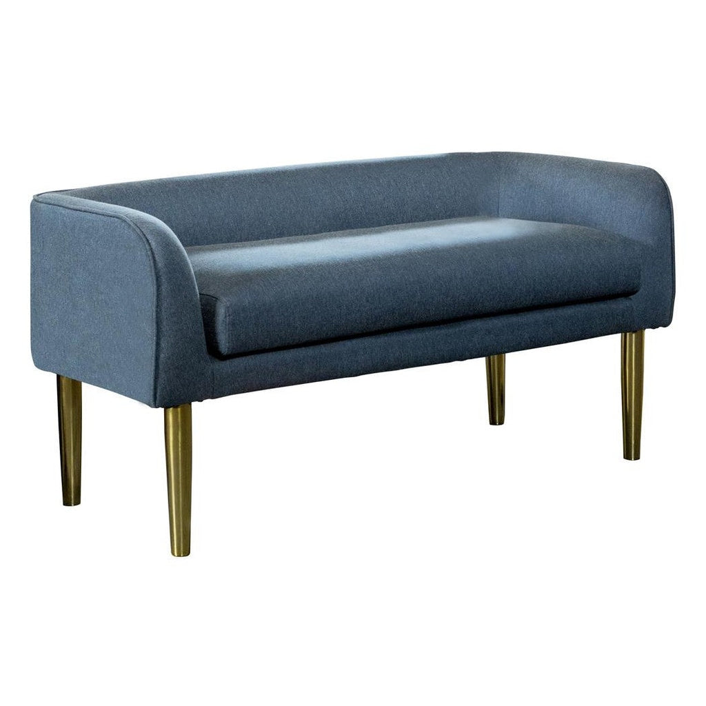 Low Back Upholstered Bench Blue and Gold 905688