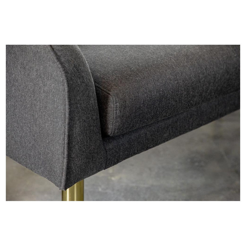Low Back Upholstered Bench Dark Grey and Gold 905689