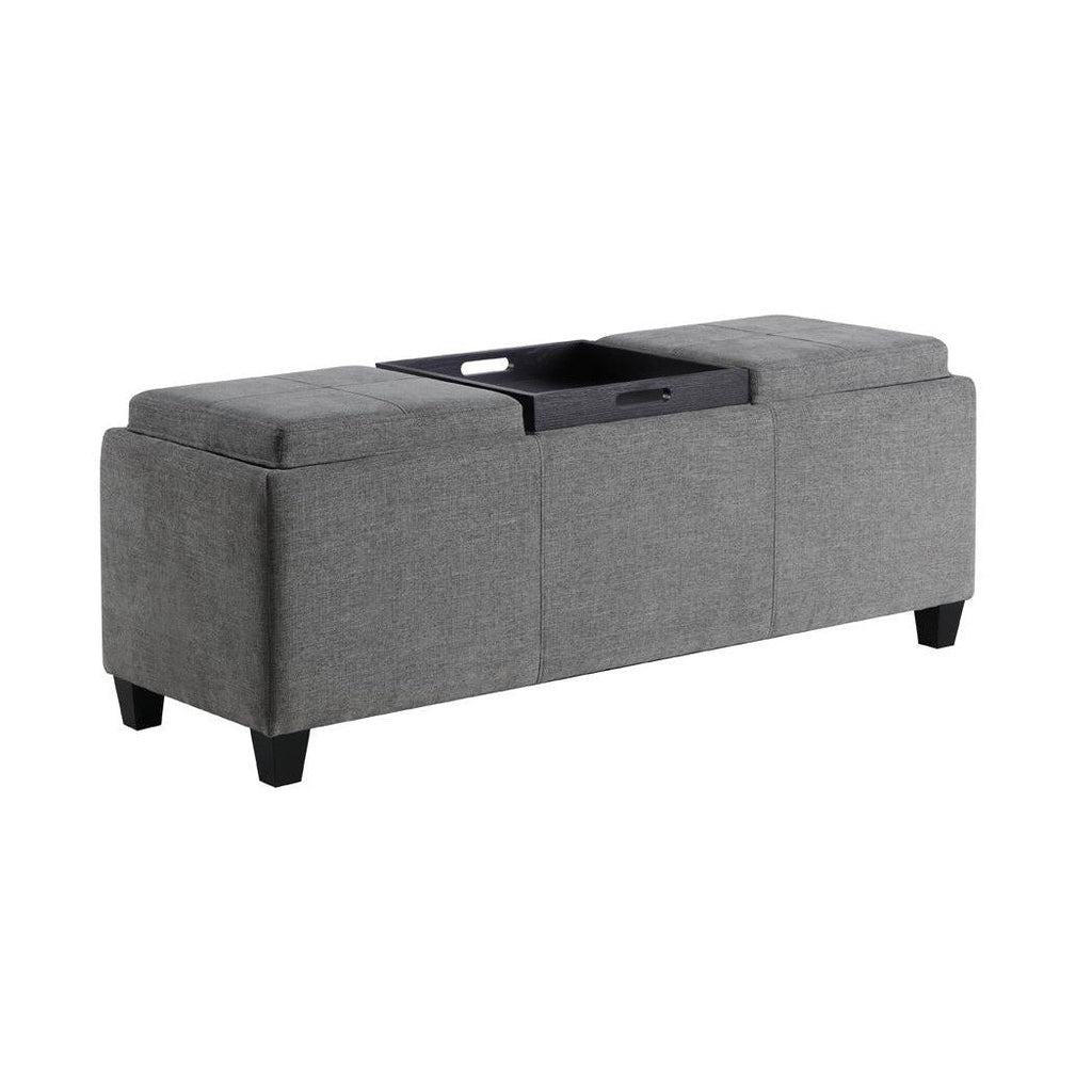Rectangular Upholstered Storage Bench with Tray Table 905698
