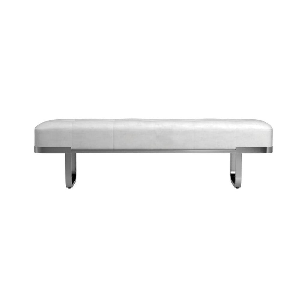 Tufted Upholstered Bench Off White and Chrome 910251