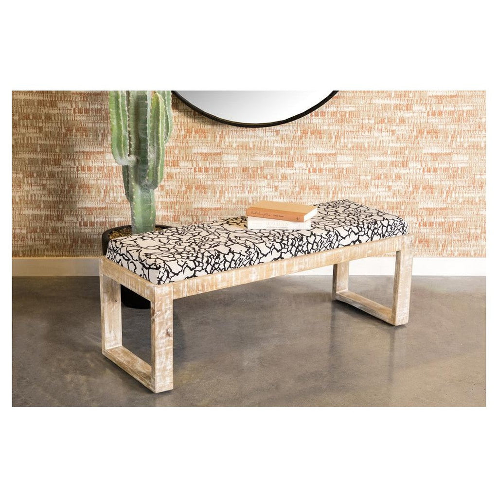 Aiden Sled Leg Upholstered Accent Bench Black and White 914138