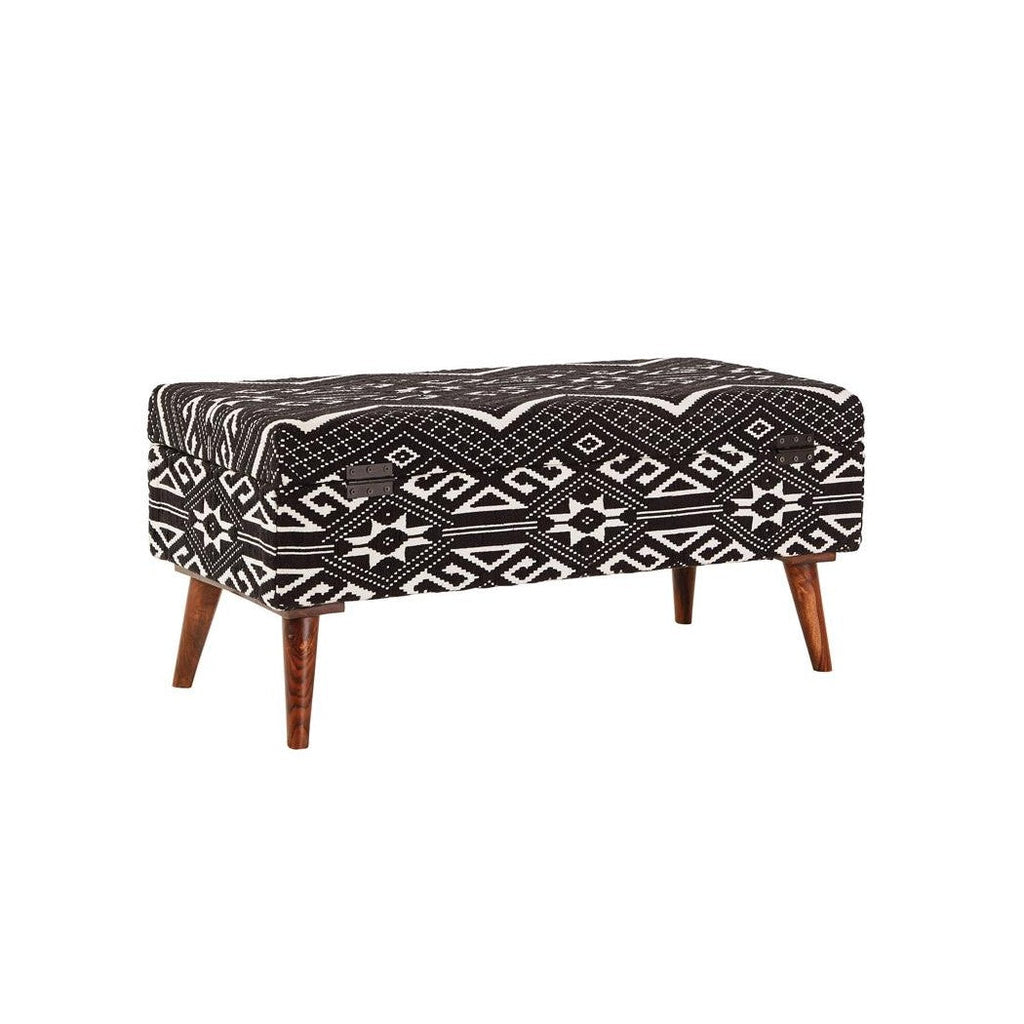 Cababi Upholstered Storage Bench Black and White 918490