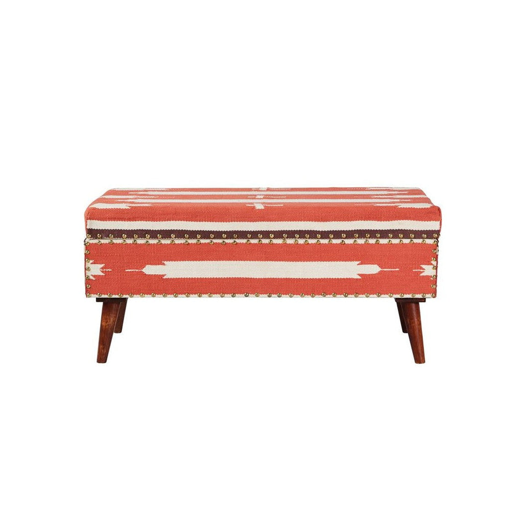 Noah Upholstered Storage Bench Orange and Beige 918491