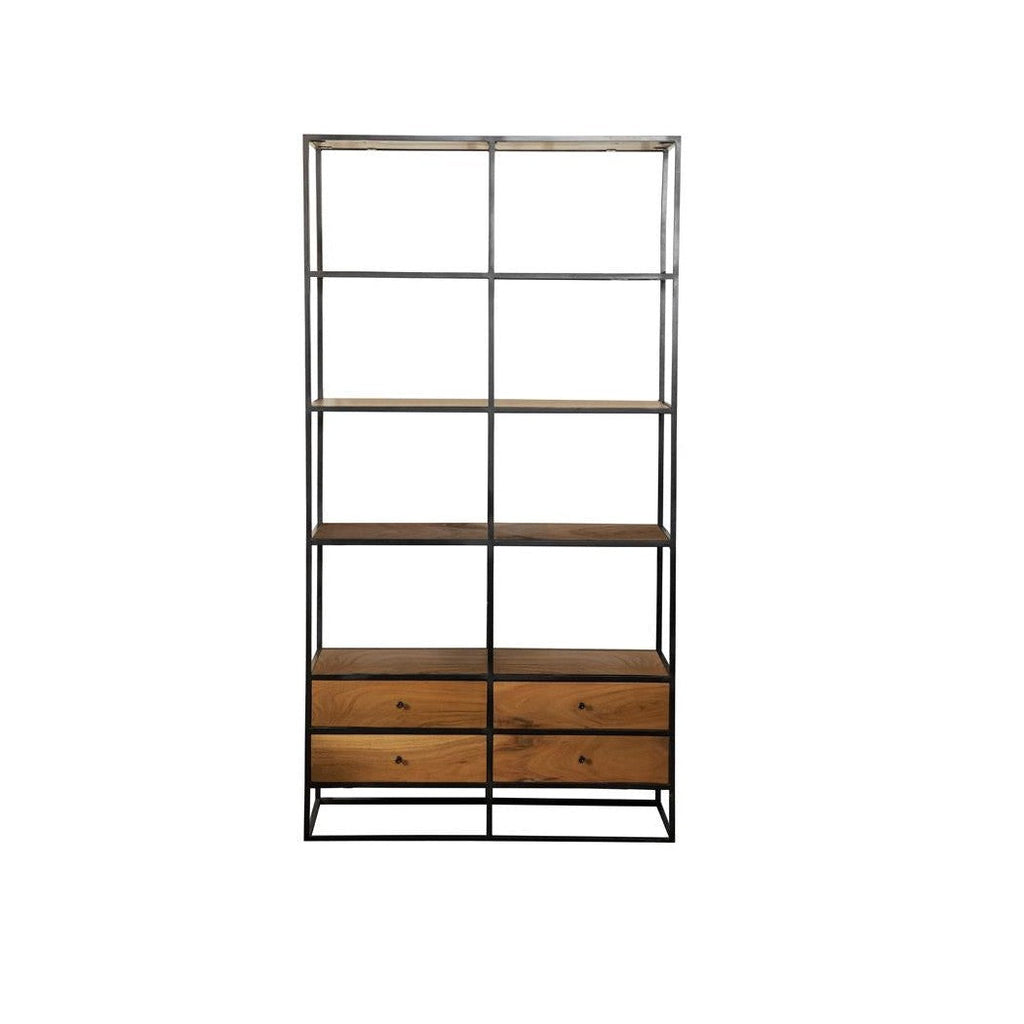 Belcroft 4-drawer Etagere Natural Acacia and Black 980056