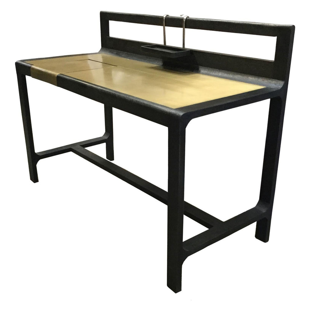 Purston Writing Desk with Hidden Storage Black and Brass 991022