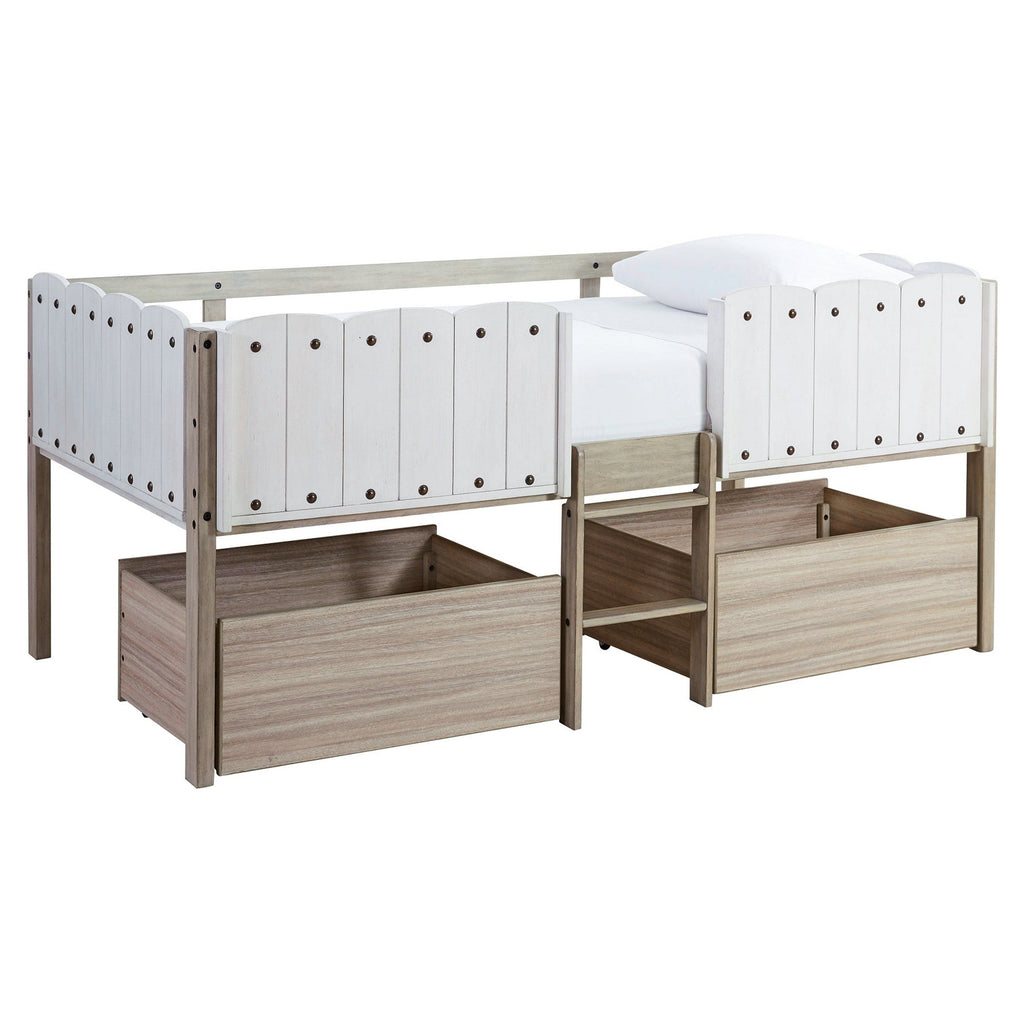 Wrenalyn Twin Loft Bed with Under Bed Bin Storage Ash-B081B4