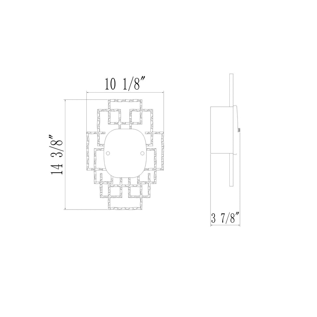 Bellmore BMR-001 15"H x 10"W x 4"D Wall Sconce BMR001_LINEDRAWING