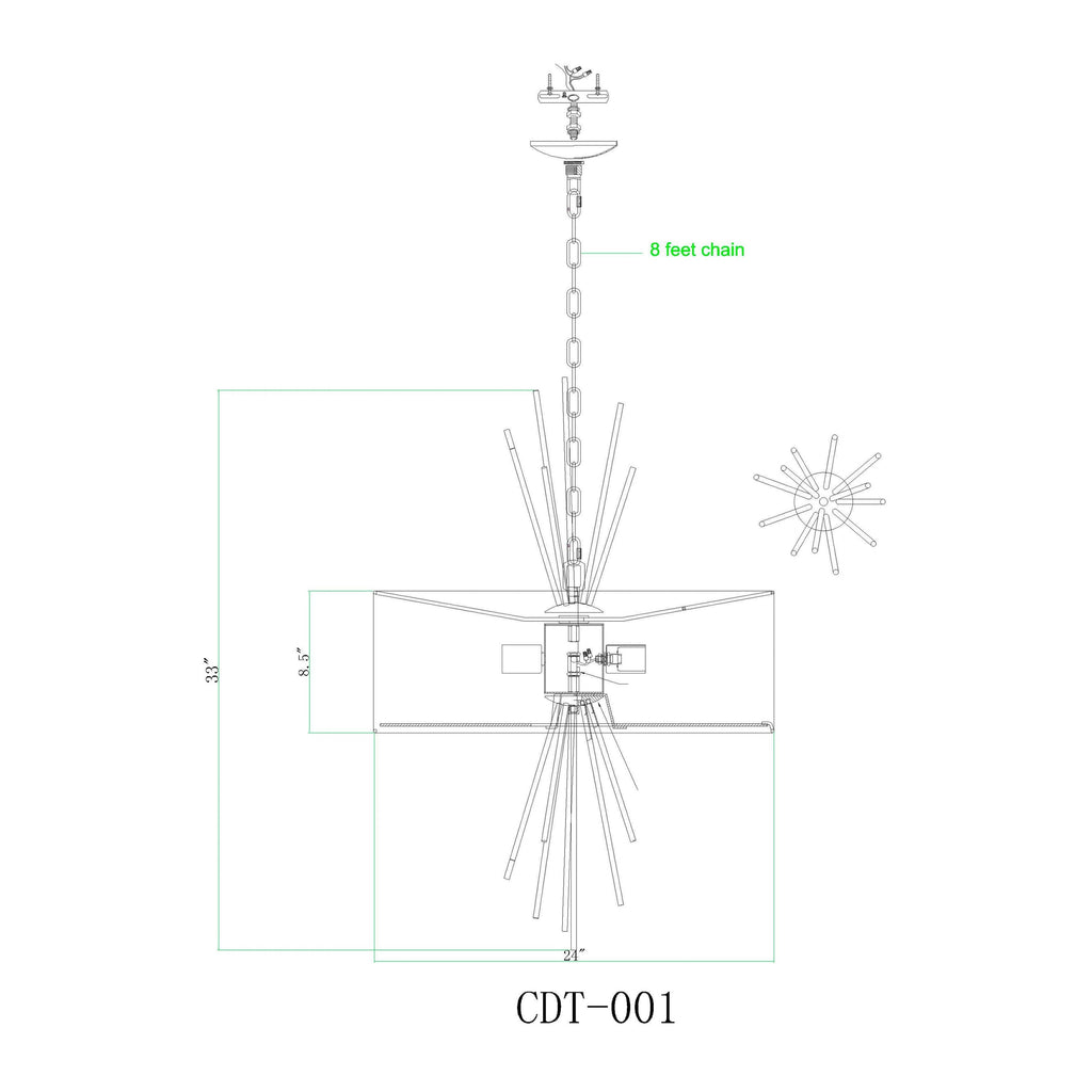 Conduit CDT-001 34"H x 24"W x 24"D Ceiling Light CDT001_linedrawing