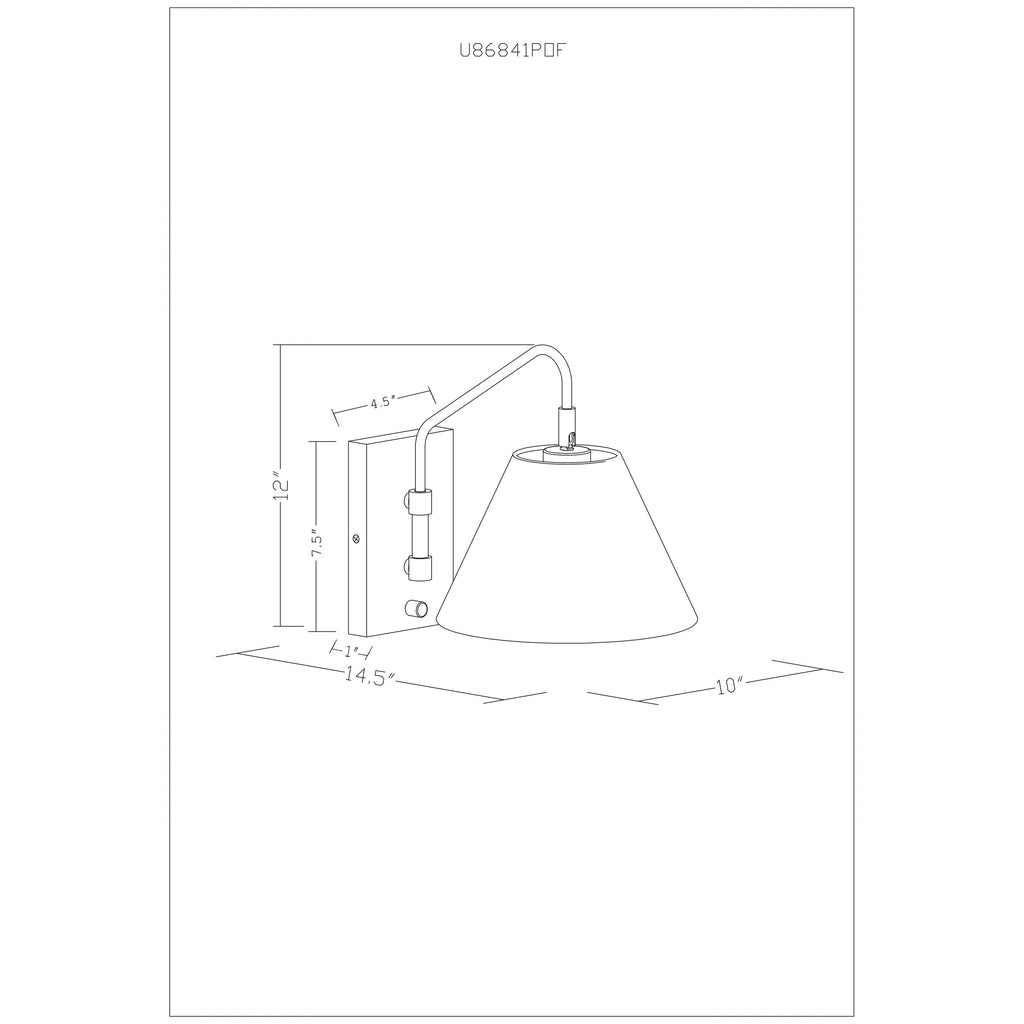 Cerro CRR-001 12"H x 10"W x 15"D Wall Sconce CRR001_linedrawing