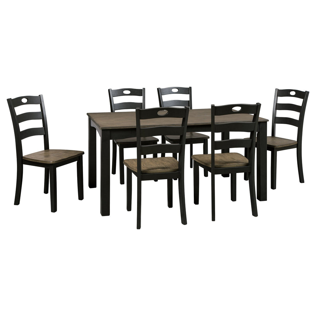 Froshburg Dining Table and Chairs (Set of 7) Ash-D338-425