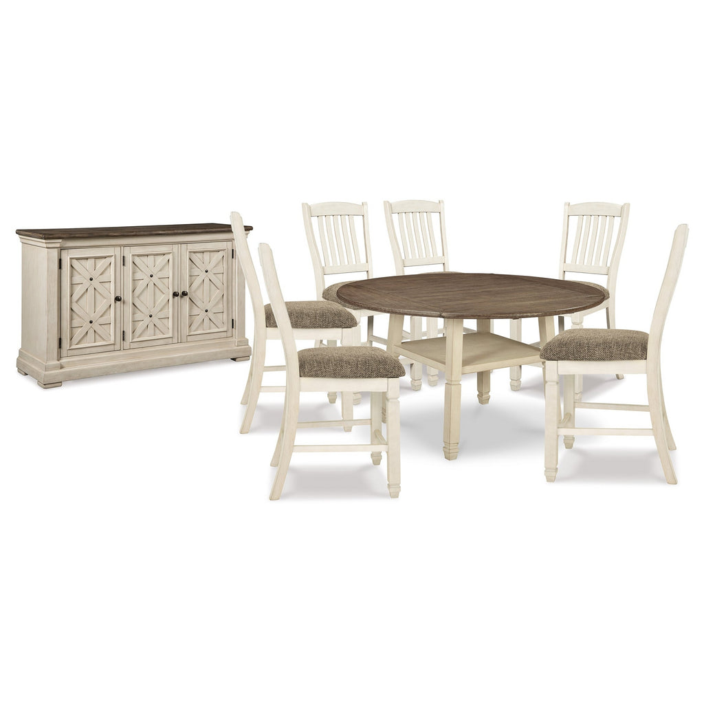 Bolanburg Counter Height Dining Table, 6 Barstools and Server Ash-D647D27