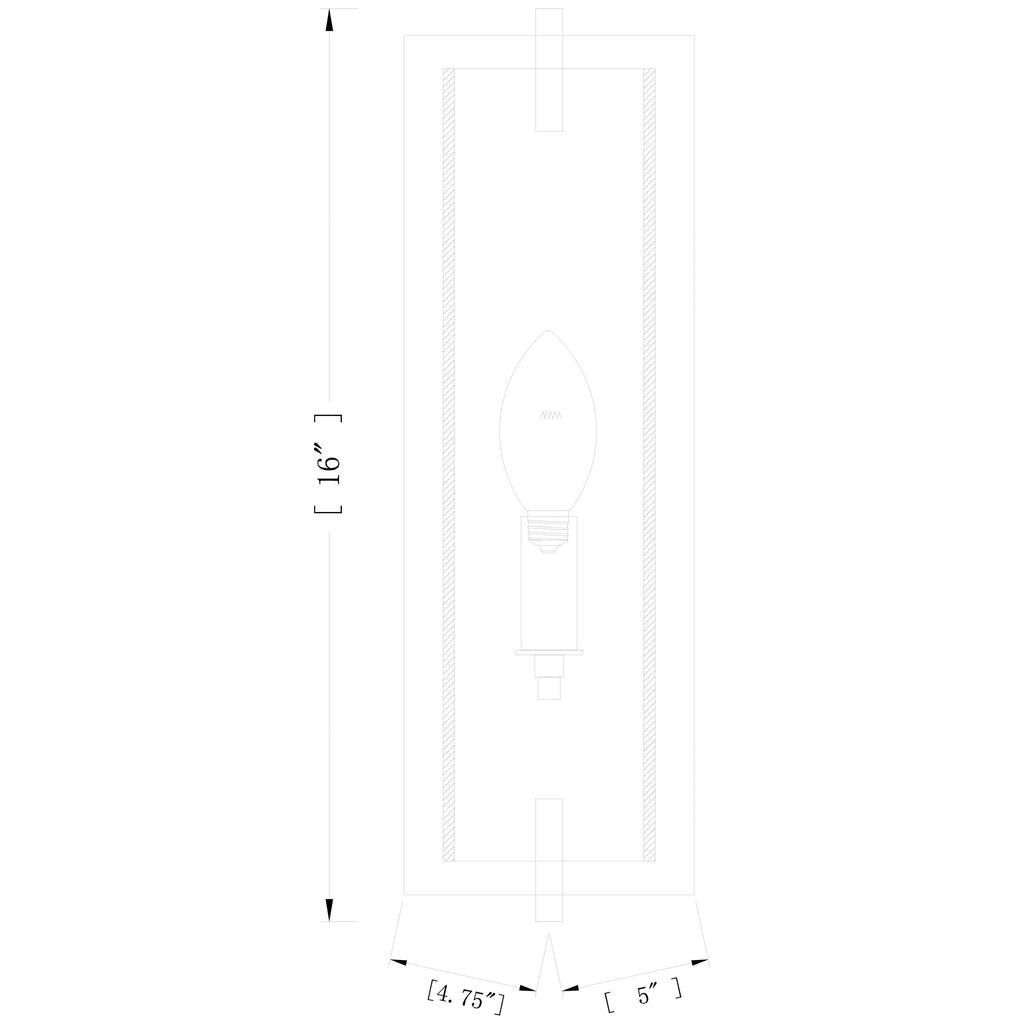 Doby DBY-001 16"H x 5"W x 6"D Wall Sconce DBY001_linedrawing
