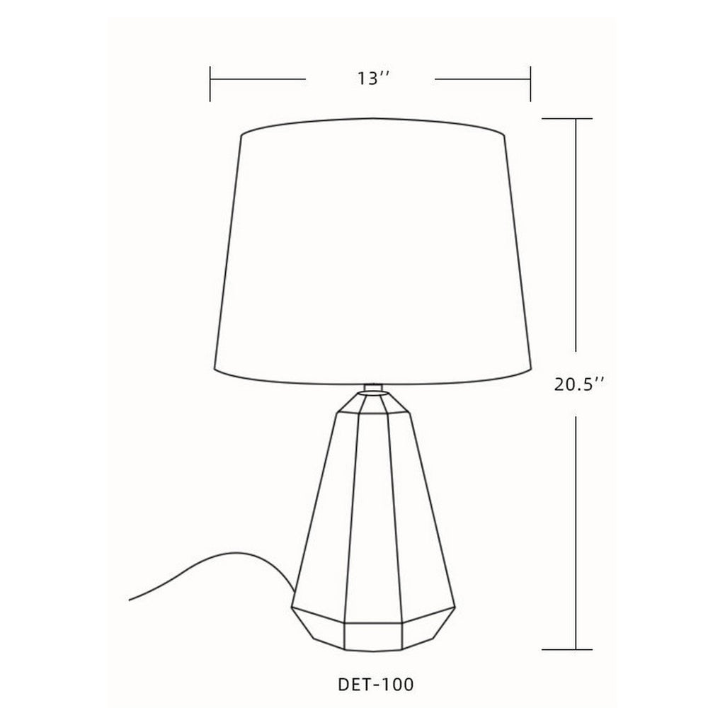Destin DET-100 21"H x 13"W x 13"D Lamp DET100_LINEDRAWING
