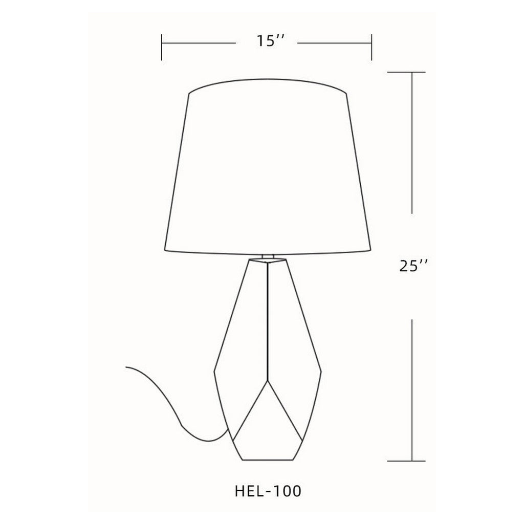 Henley HEL-100 25"H x 14"W x 14"D Lamp HEL100_LINEDRAWING