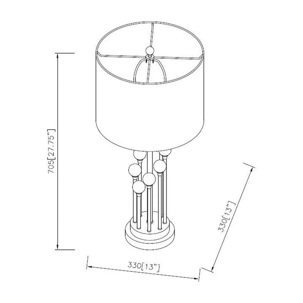 Mcvey MVY-001 28"H x 12"W x 12"D Lamp MVY001_Linedrawing
