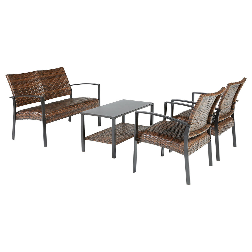 Zariyah Outdoor Love/Chairs/Table Set (Set of 4) Ash-P330-080