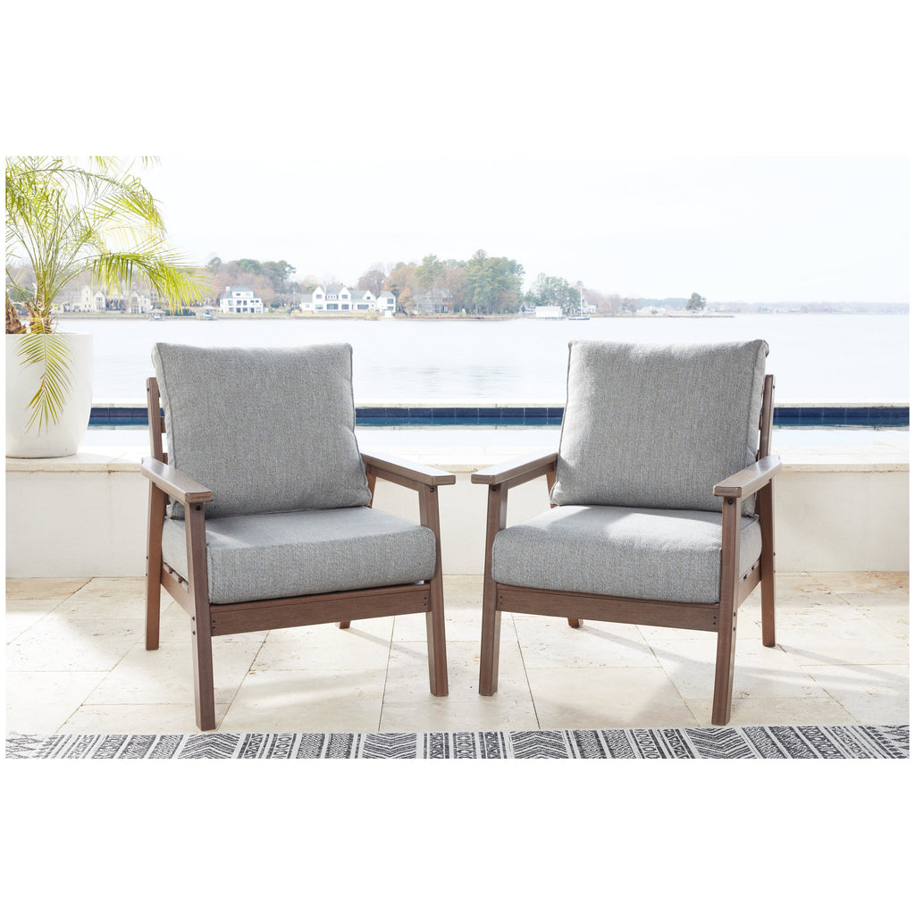 Emmeline Outdoor Lounge Chair with Cushion (Set of 2) Ash-P420-820