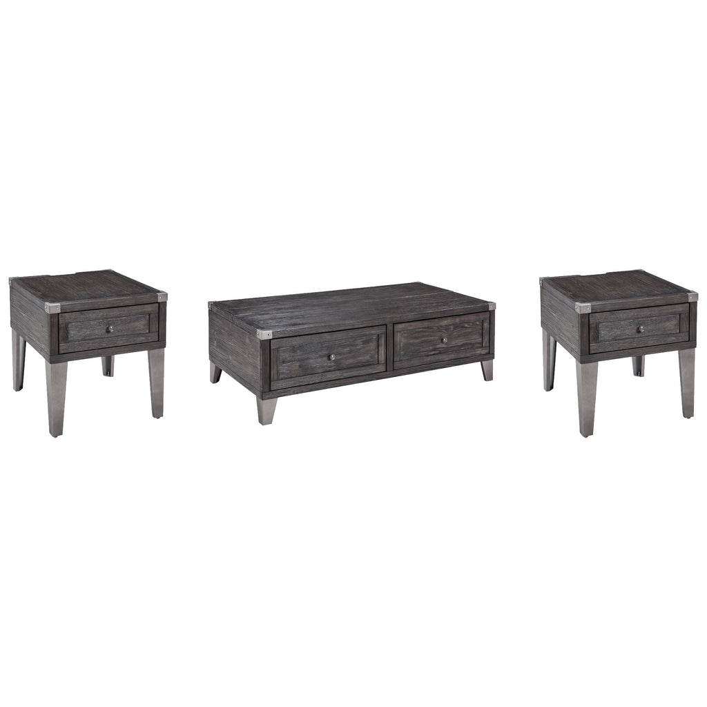 Todoe Coffee Table and 2 End Tables Ash-T901T2
