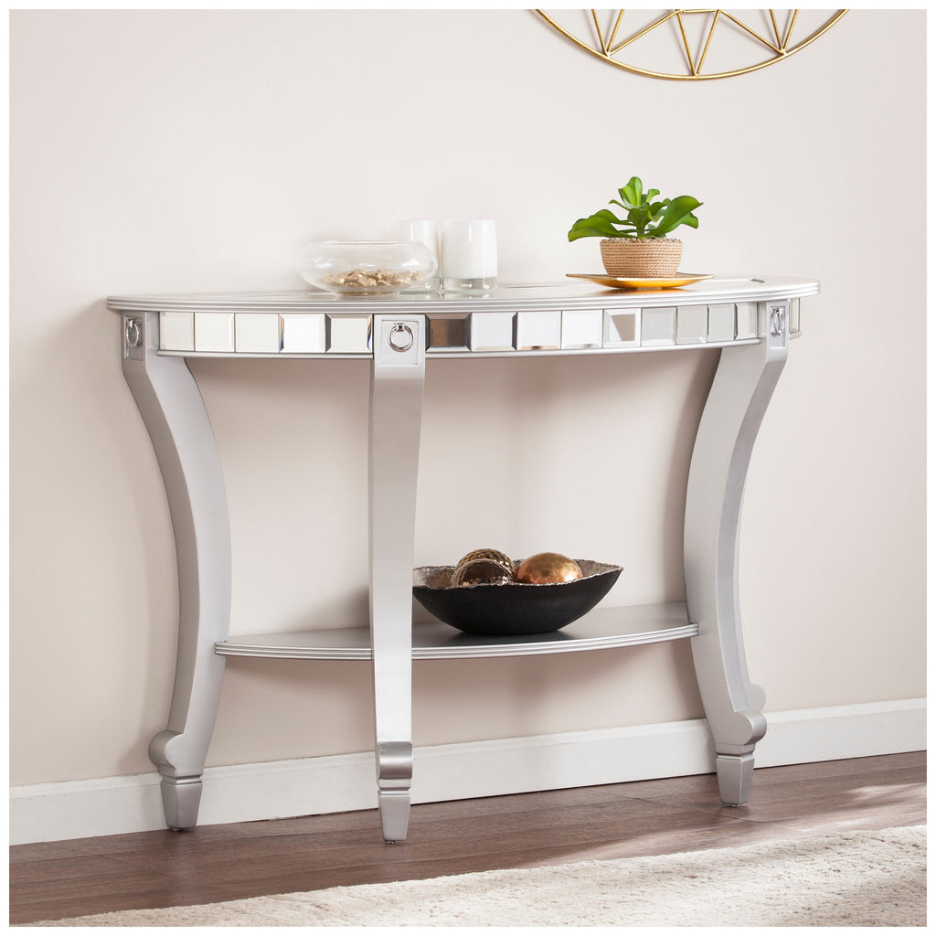 Lindsay Mirrored Demilune Console Table CK2383
