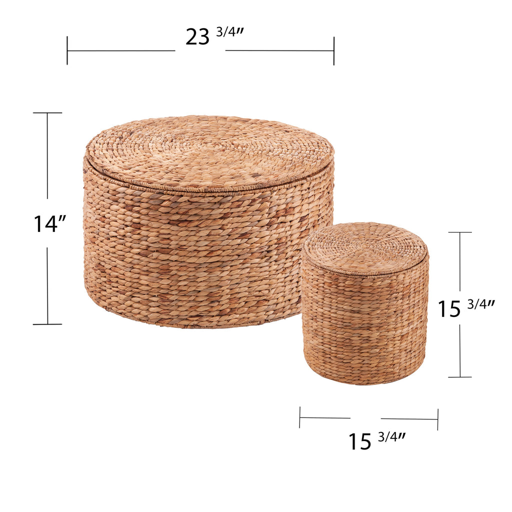 Satalia Round Water Hyacinth Storage Tables – 2pc Set OC1086404